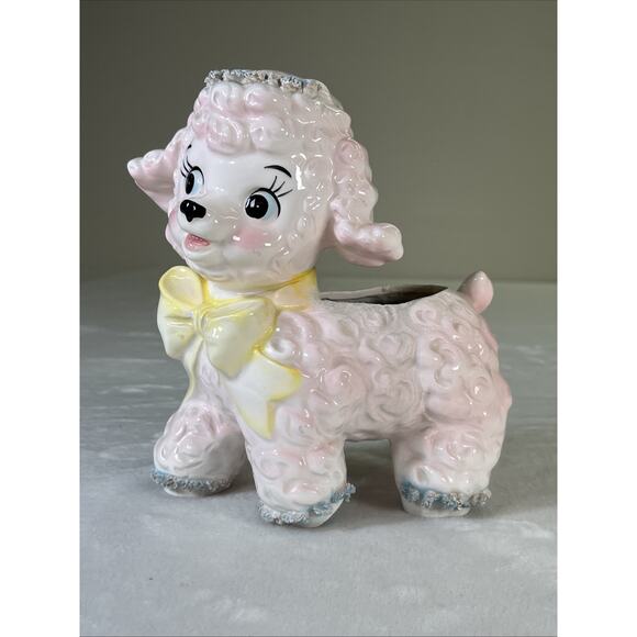 VTG Relpo Samson Import Co Spaghetti Ceramic Pink Lamb Planter 1961 #431A Japan - Picture 1 of 13